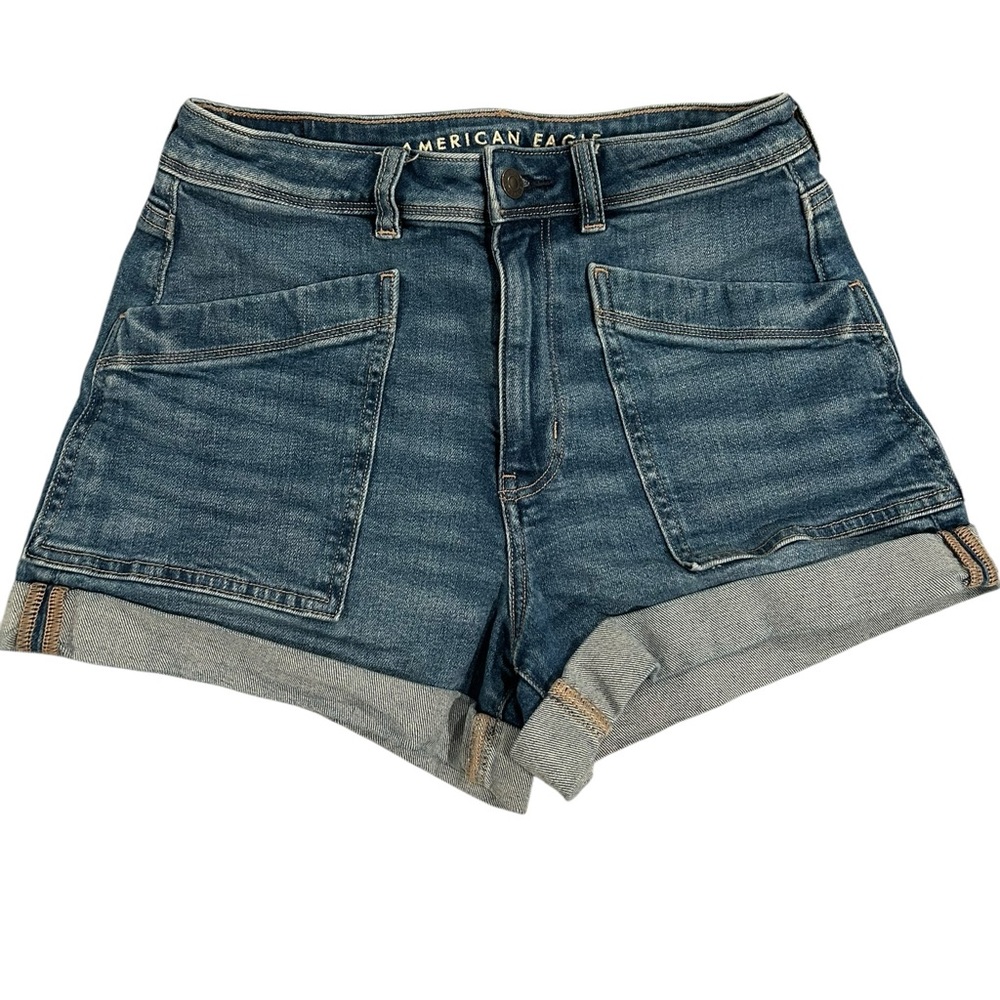 American Eagle Jean Shorts Cuffed Stretch Womens Size 6 Mid Rise